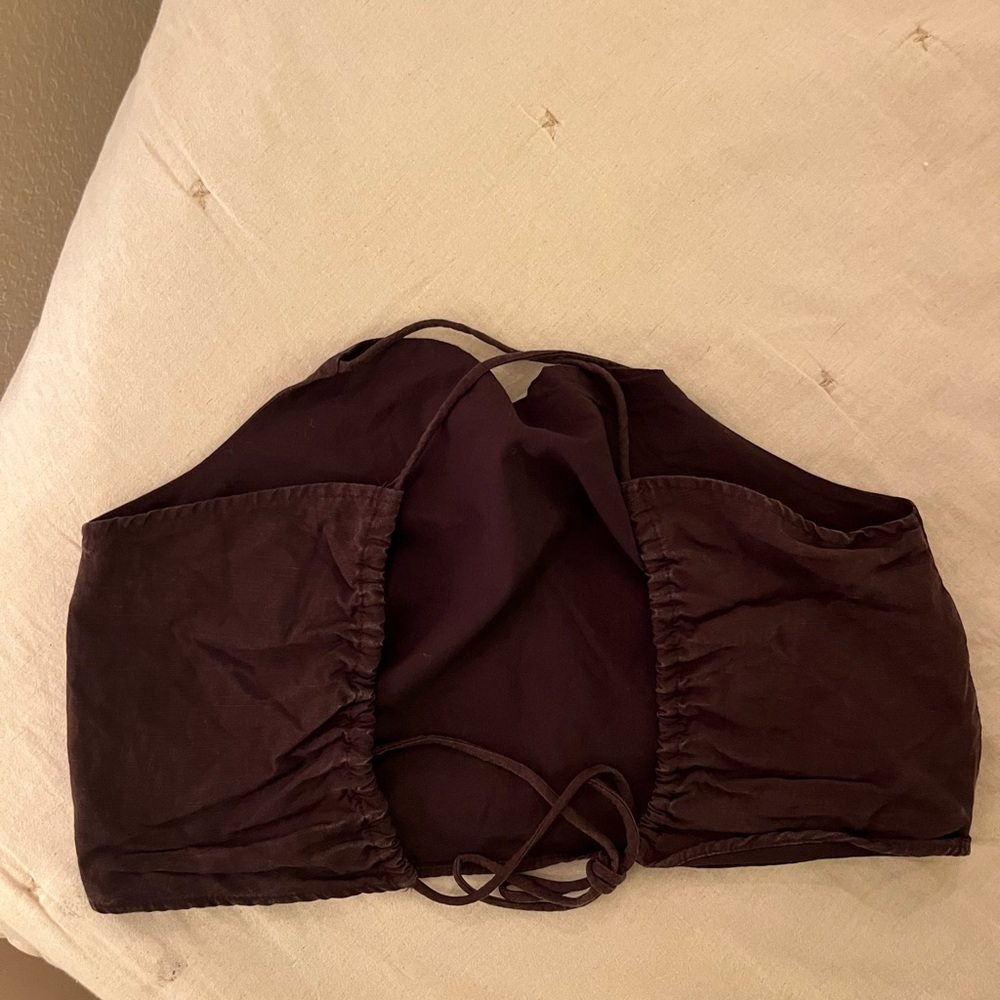 Open Back Linen Crop Top